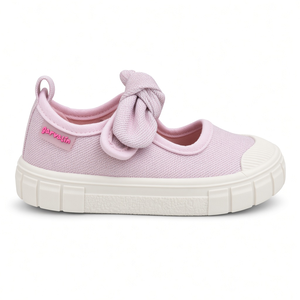Textilní balerinka barefoot na suchý zip s mašlí - GARVALÍN